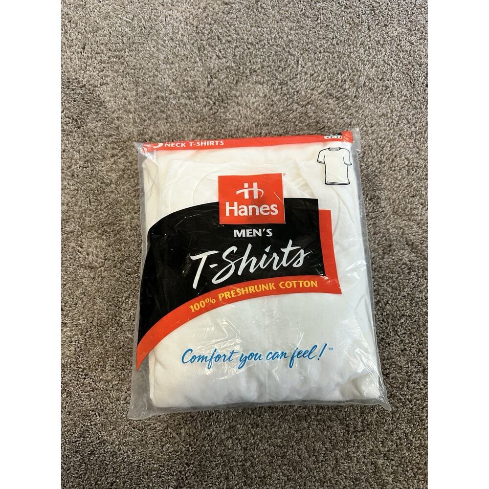 Vintage 1997 Hanes Men's Comfort Size Large L Pack of 3 Crew Neck T Shirts White